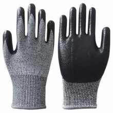 13G HPPE Liner Nitrile Dipped Work Gloves Cut 5 Resistents
